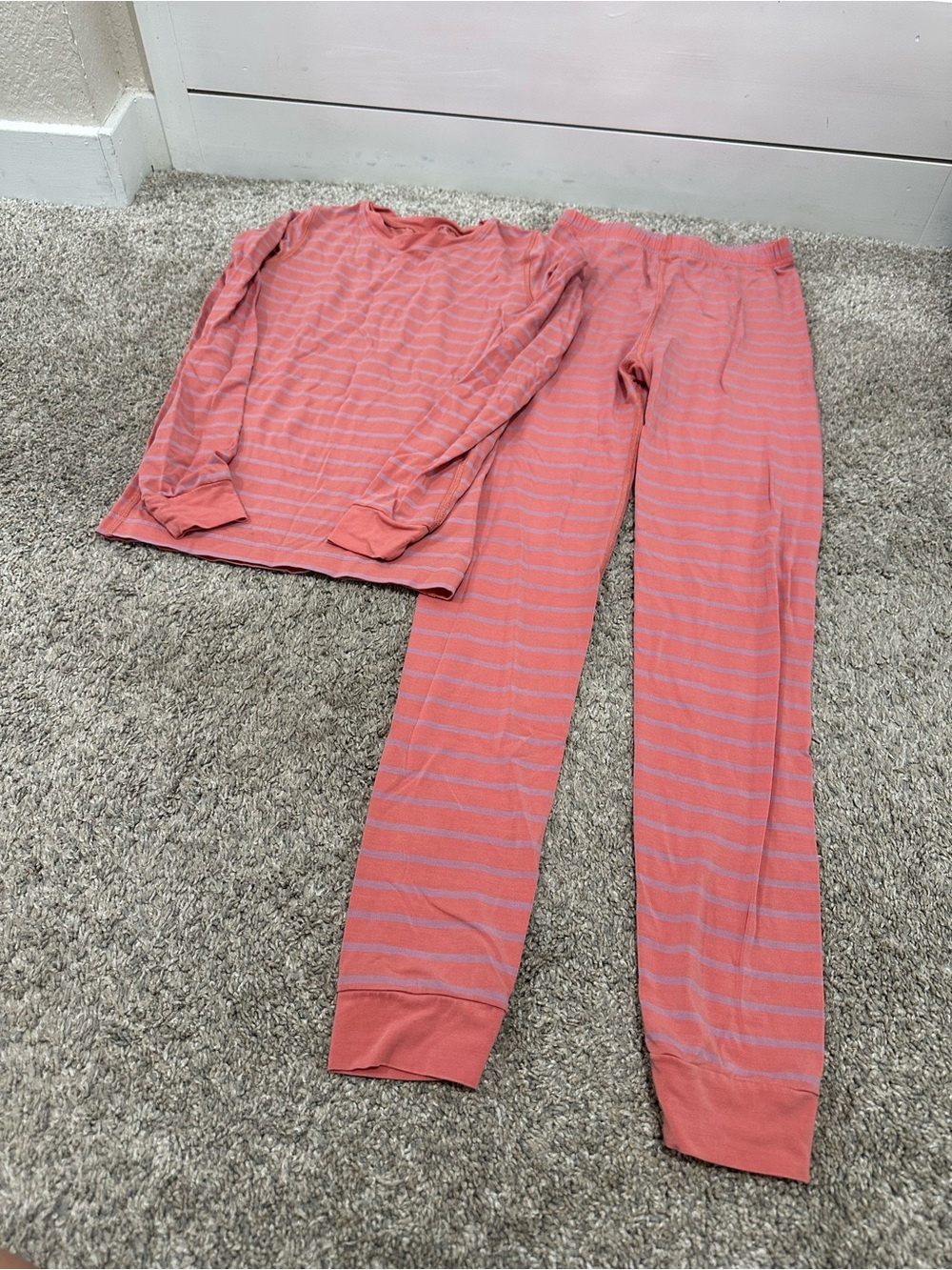 Hanna Andersson Coral Pink Striped Long Sleeve Pajama Set
